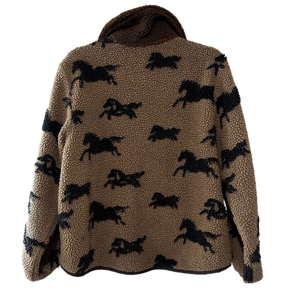 The GREAT Pasture Fleece Horse Sherpa Jacket Light Hickory Brown - Picture 4 of 6